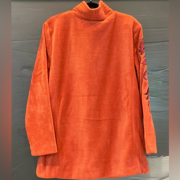 NWT BOB MACKIE WEARABLE ART Burnt Orange Fleece Embroidered Jacket/Cardigan Sz M - Picture 2 of 9